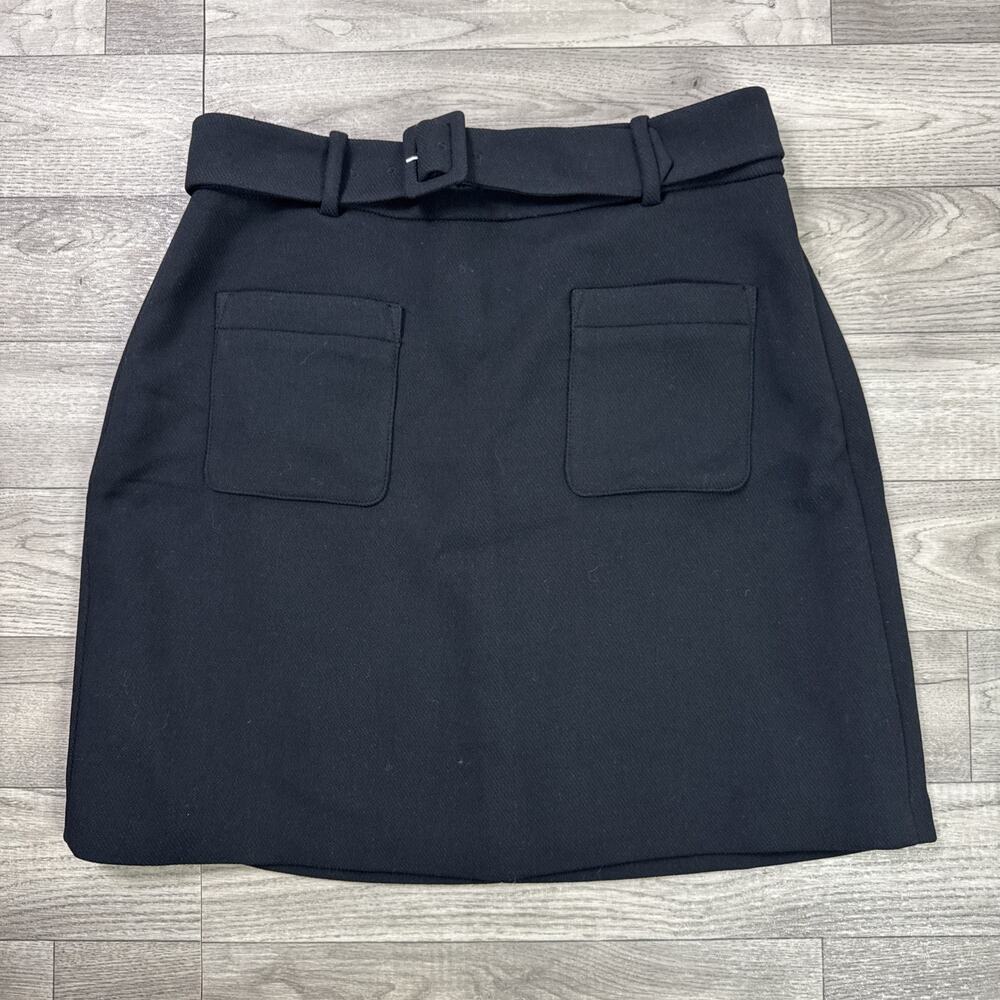 LOFT A-Line Belted Skirt Knee Length Black sz 6